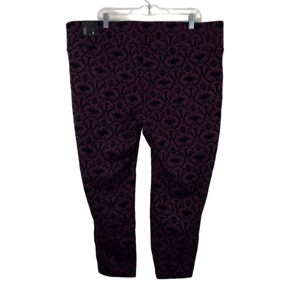NWT Torrid Ponte Slim Fix Pixie Pant Burgundy Purple Black Flocked 3X Whimsigoth - Picture 3 of 7